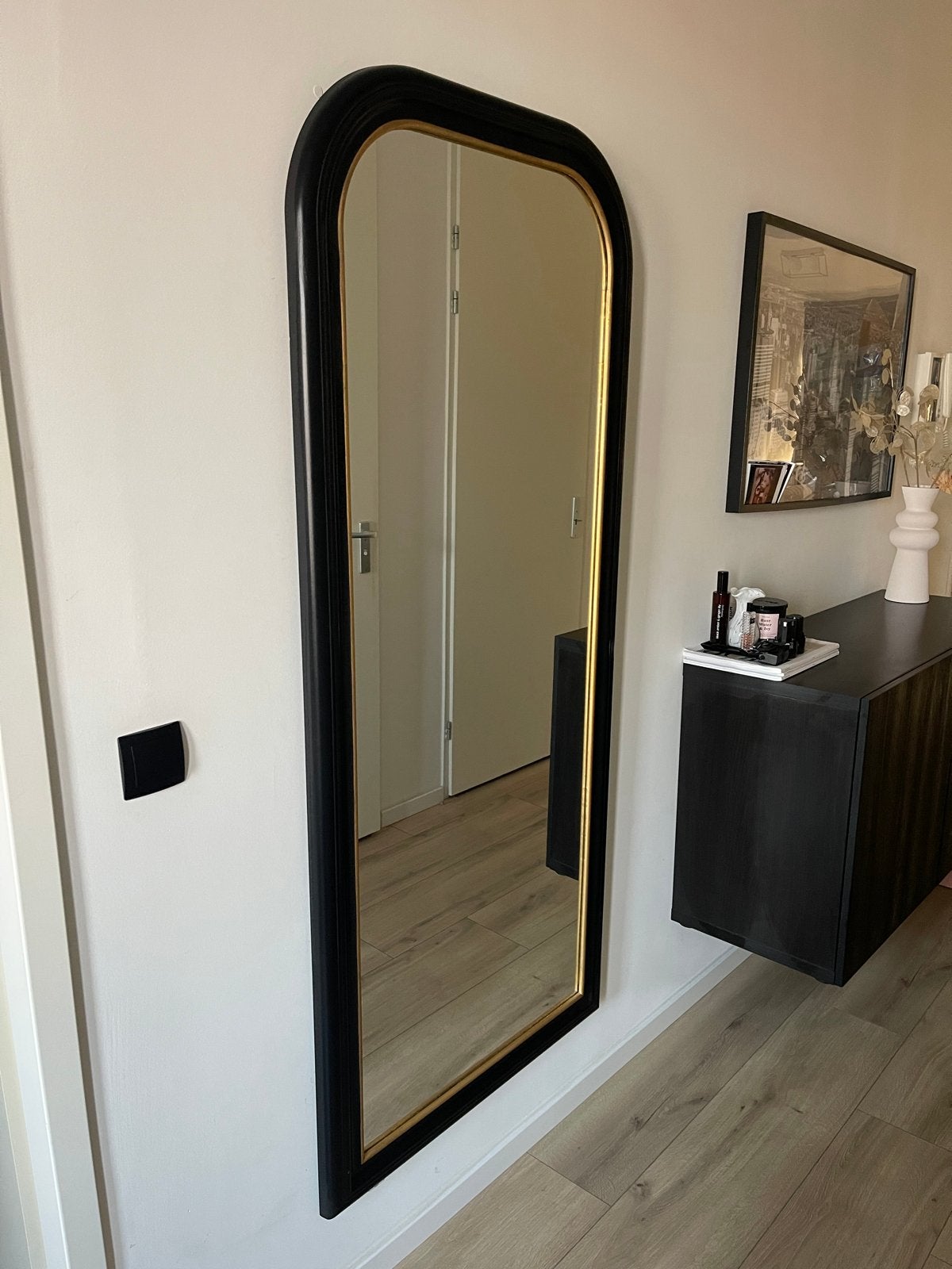 IKEA Spiegel vintage look met gouden details, Ophalen, Minder dan 50 cm, Zo goed als nieuw, 150 tot 200 cm