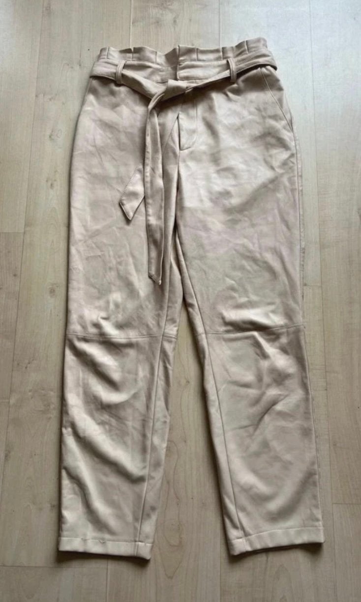 Kunst leren broek, beige, eksept S, Ophalen of Verzenden, Zo goed als nieuw, Beige, Lang