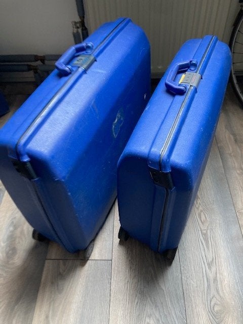 Samsonite koffer groot en middel groot blauw, Gebruikt, Hard kunststof, 70 cm of meer, 55 cm of meer