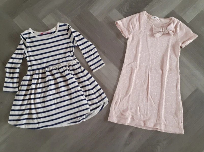 Set Korte Jurk Meisjes 2x, Maat 110, Kinderen en Baby's, Kinderkleding | Maat 110, Meisje, Ophalen of Verzenden, Zo goed als nieuw