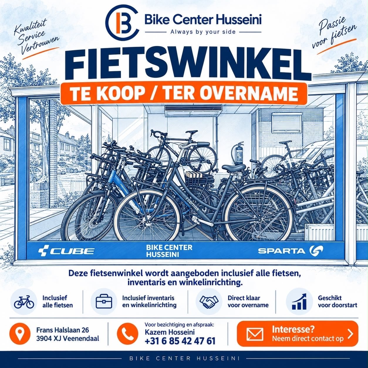 Fietsenwinkel ter overname inclusief inventaris en fietsen, Ophalen of Verzenden