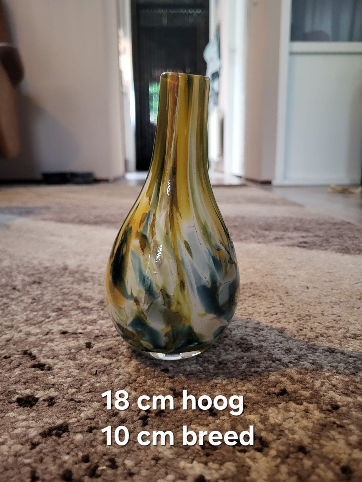 Glas set 2 vazen en een vogel, Ophalen, Geel, Glas