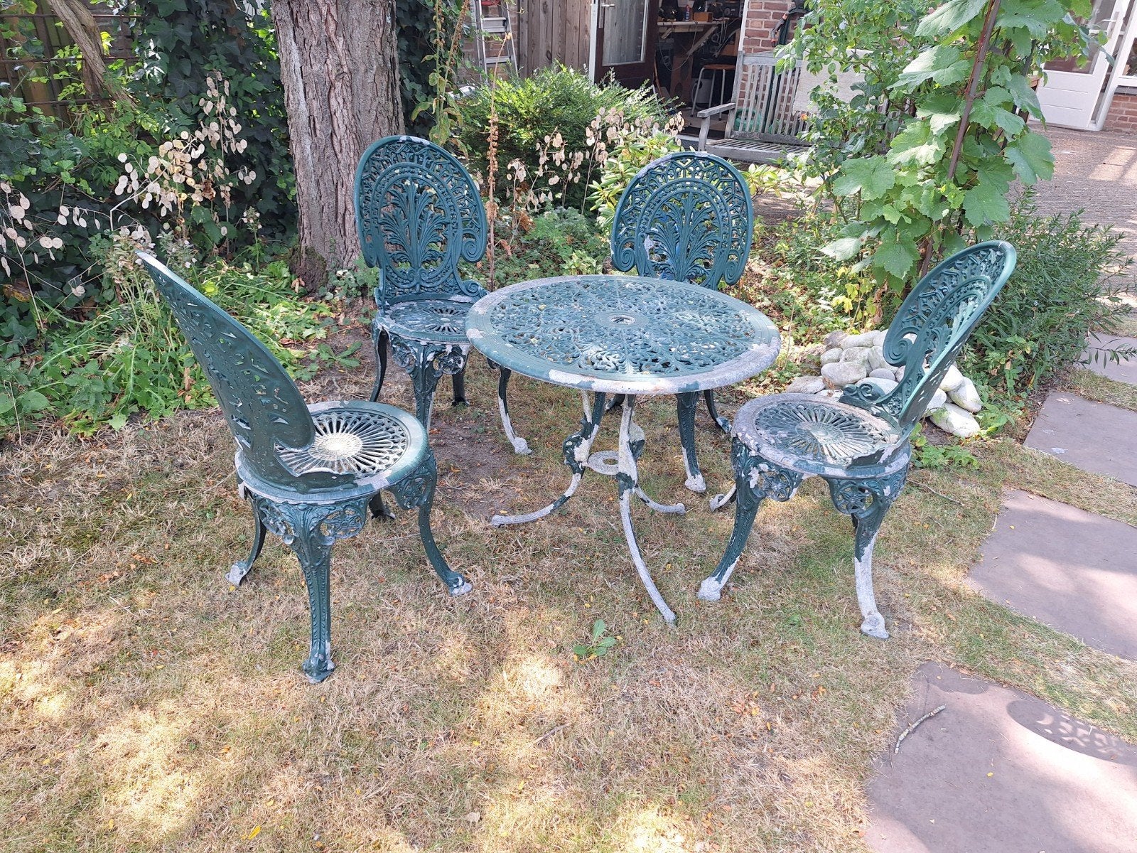 Gietijzer of aluminium  tuinset, Ophalen of Verzenden, Gebruikt