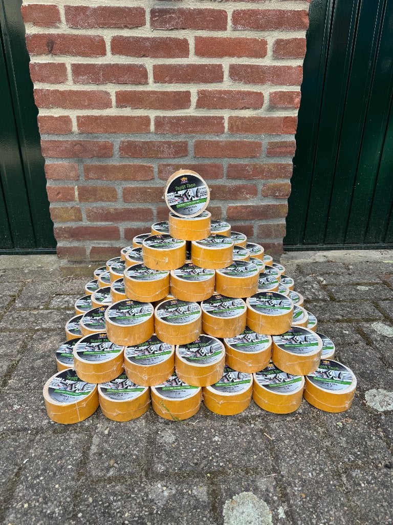 92x NIEUWE Topcraft Tapijttape | Dubbelzijdig | 50mm x 15m, Wit, Effen, Rechthoekig, Nieuw