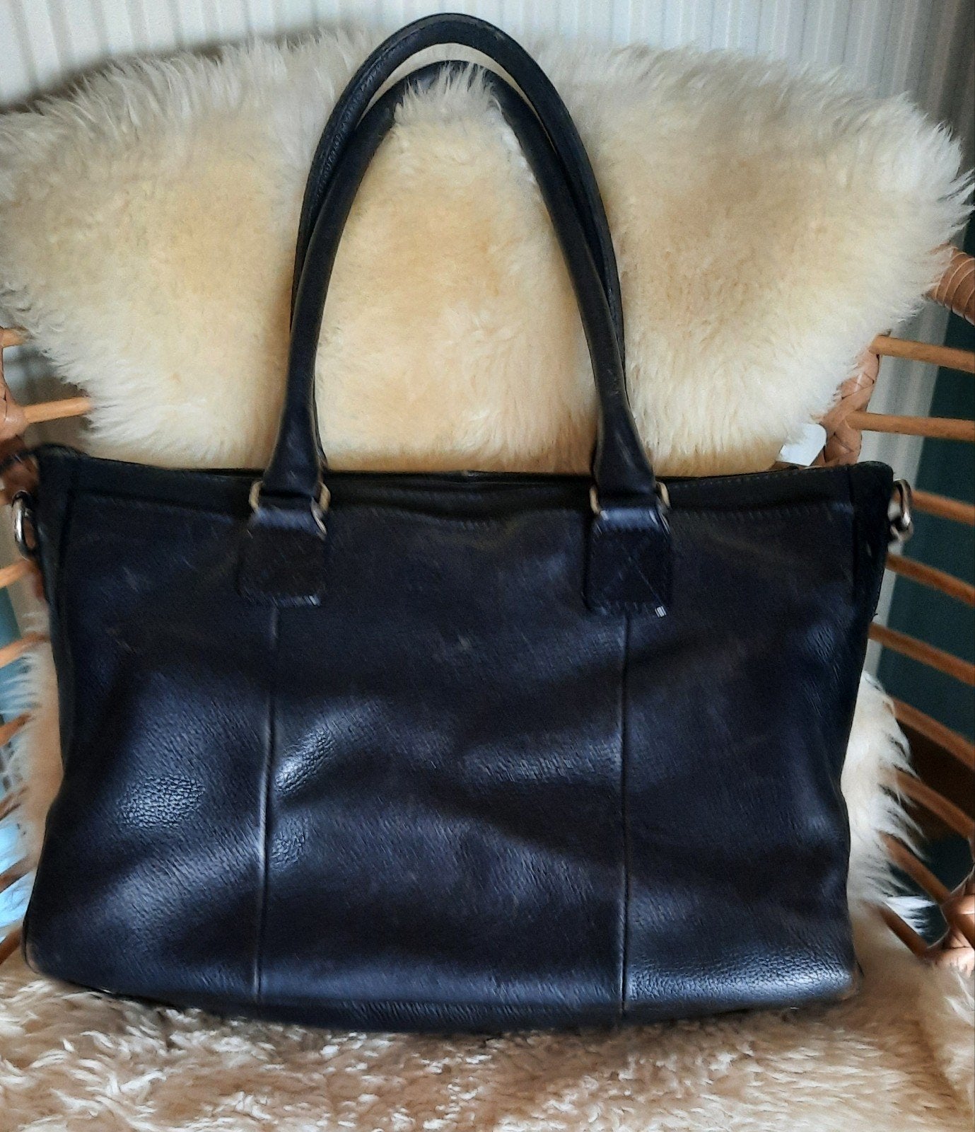 Burkely leren tas 36x26x12 cm - veel vakken, Ophalen of Verzenden, Zwart