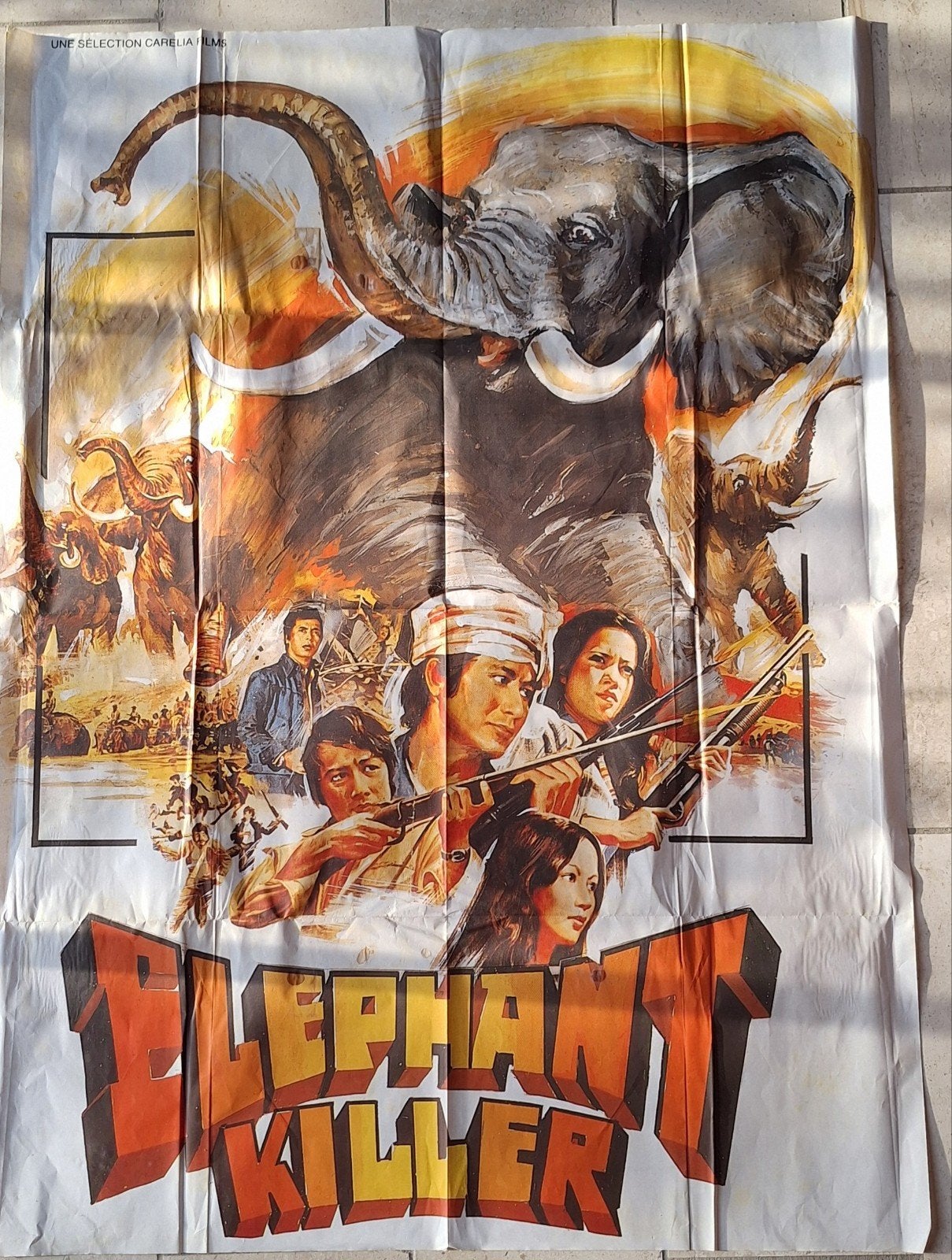 Originele Vintage Filmposter Killer Elephants (1976), Ophalen of Verzenden, Gebruikt, Deurposter of groter, Film en Tv