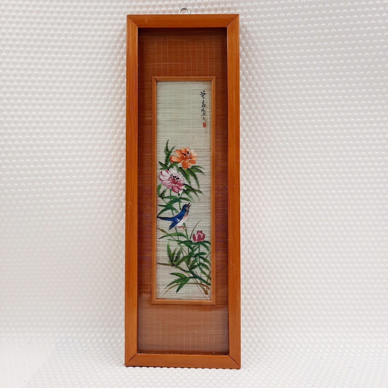 Vintage Handgeschilderd Bamboe lijstje Jaren '50, Antiek en Kunst, Hout, Schilderij, Ingelijst, Ophalen of Verzenden