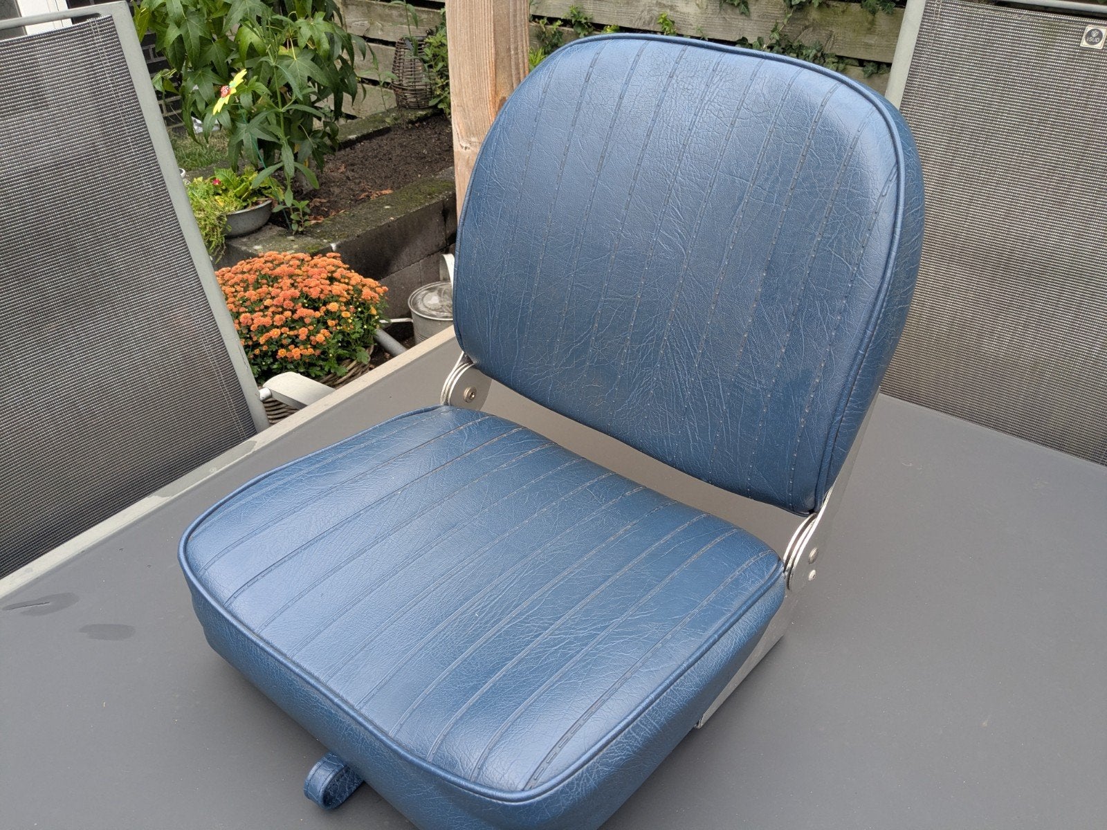 Opvouwbare bootstoel - Blauw, Watersport en Boten, Accessoires en Onderhoud, Ophalen of Verzenden, Gebruikt, Interieur en Kussens
