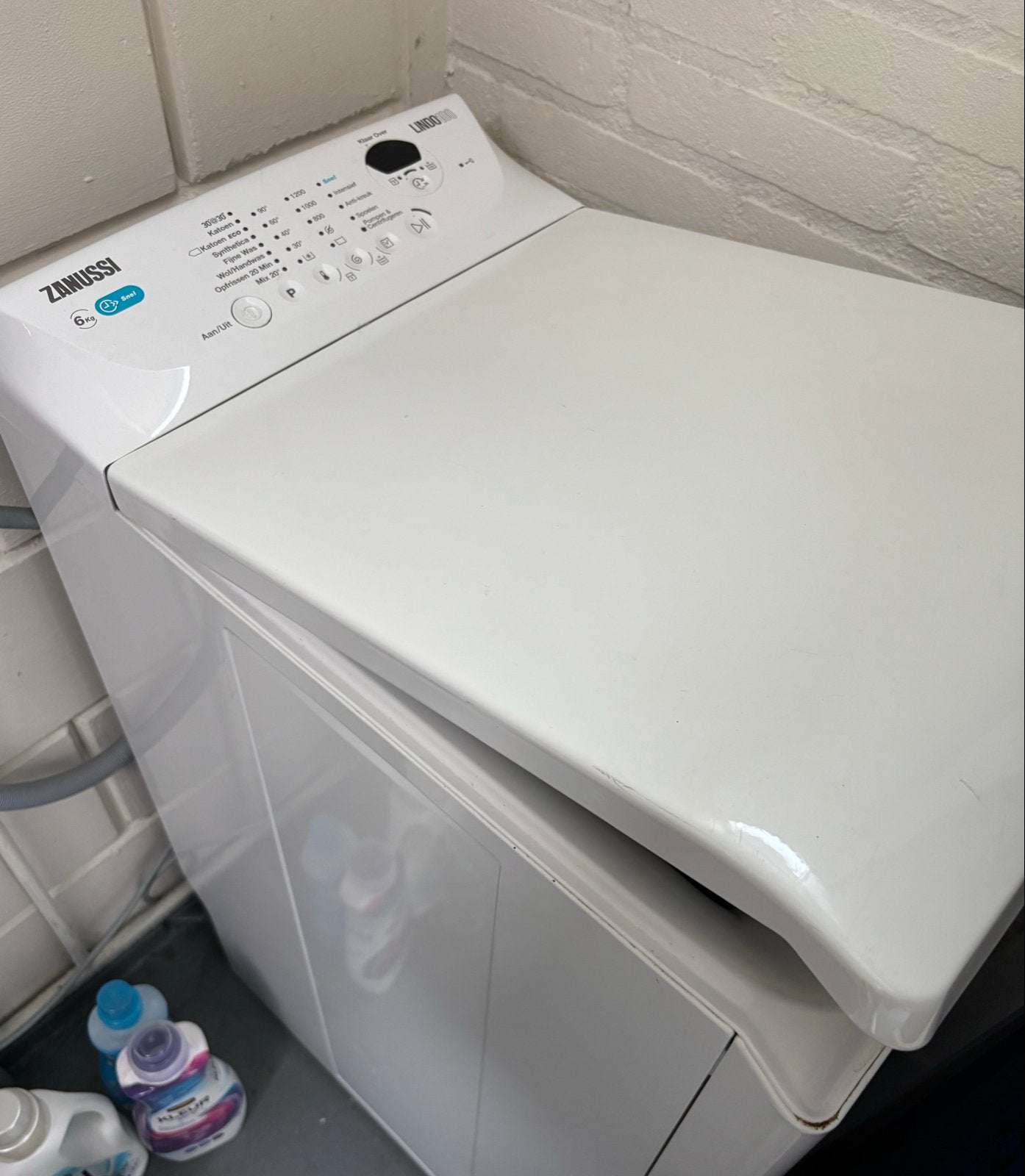 Zanussi Lindo100 Bovenlader Wasmachine 6kg, Ophalen, 1200 tot 1600 toeren, 4 tot 6 kg, Bovenlader
