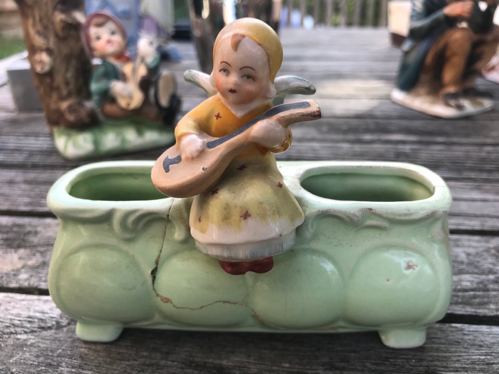 Vintage Hedwig Engel met Luit Dubbele Bloempotje, Antiek en Kunst, Ophalen of Verzenden