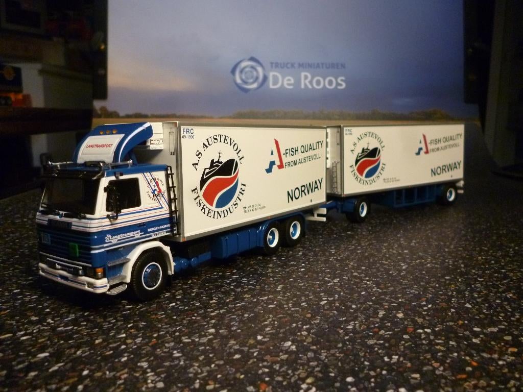 Tekno Scania 142 combi Lang Transport met certificaat, Ophalen of Verzenden, Nieuw, Bus of Vrachtwagen, Tekno