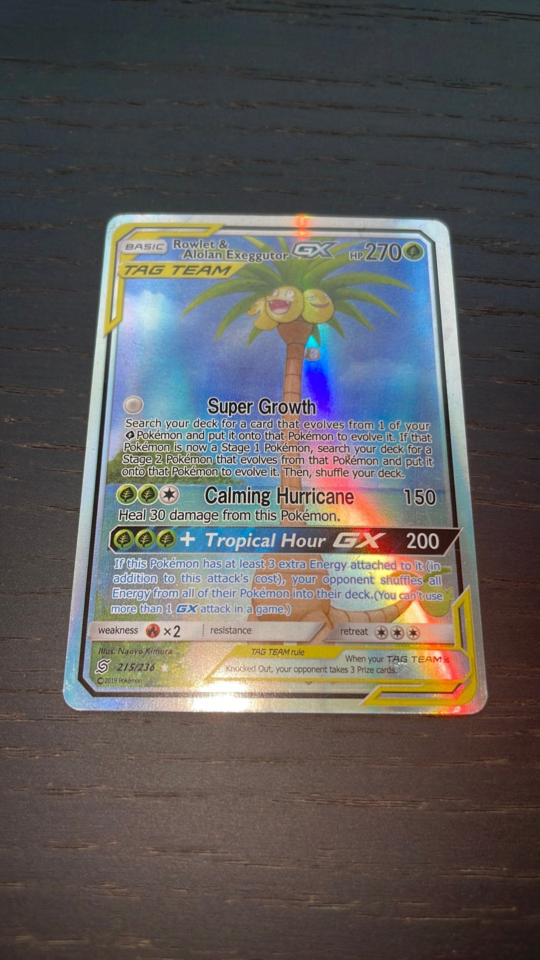 Pokémon Rowlet & Alolan Exeggutor GX 215/236, Hobby en Vrije tijd, Verzamelkaartspellen | Pokémon, Ophalen of Verzenden, Zo goed als nieuw