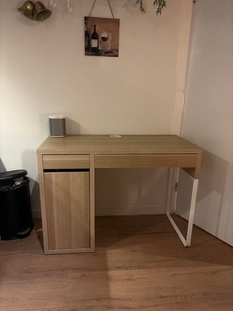 Modern bureau met lade en opbergruimte - Licht hout, Huis en Inrichting, Ophalen, Zo goed als nieuw, Overige merken, Computerbureau