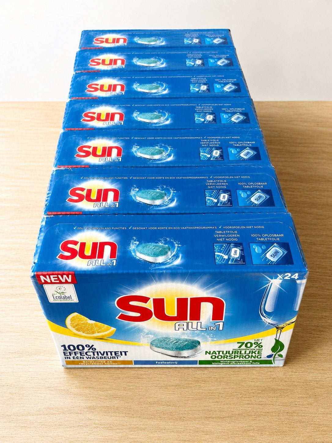 Sun All in 1 Vaatwastabletten Citroen - 7 x 24 stuks, Ophalen of Verzenden, Nieuw