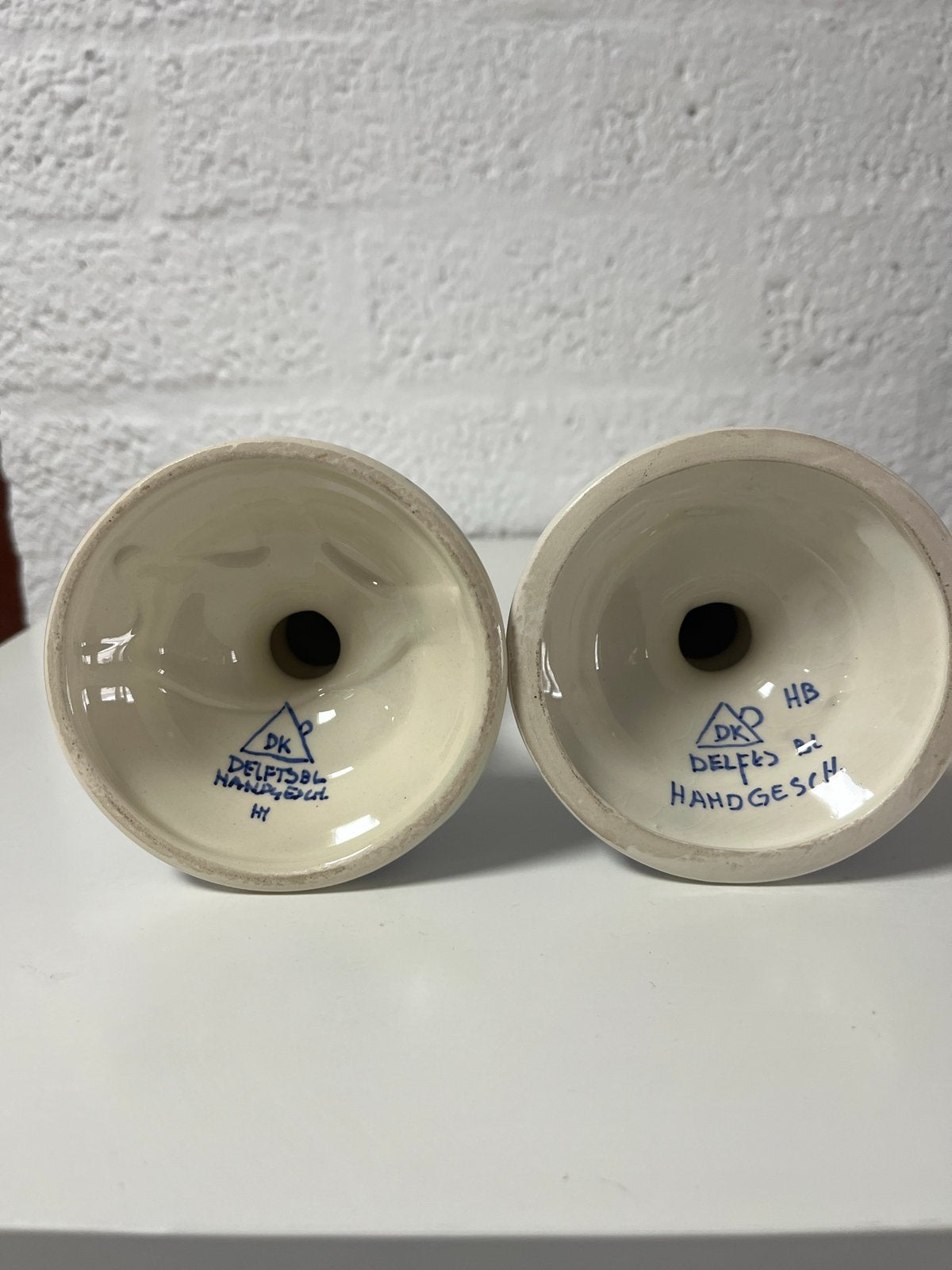 Delfts Blauwe Handgeschilderde Kandelaars - 20 cm Hoog, Antiek en Kunst, Ophalen, Keramiek of Aardewerk