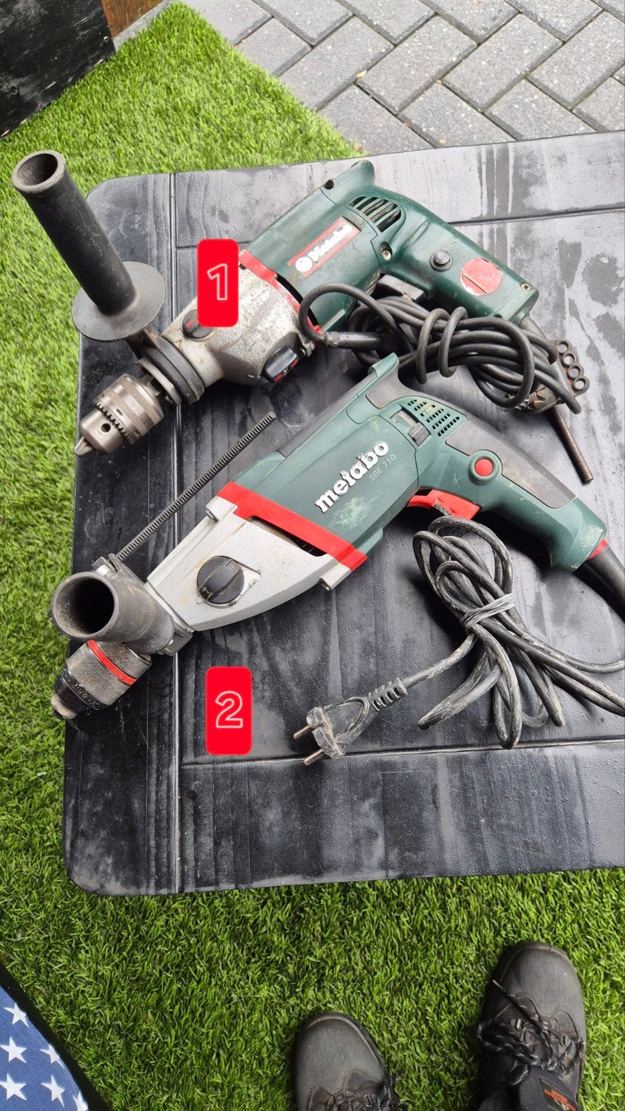 Klopboormachine Metabo  2 x  in goede staat, Ophalen, Minder dan 700 watt, Werkbankslijpmachine