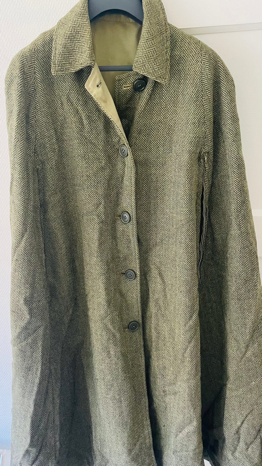 Te koop: lange wollen cape, groen, maat 38/40, Ophalen of Verzenden
