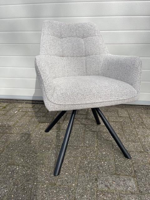 eetstoel gestoffeerd Lichtgrijs Draaibaar:180 - Auto return, Nieuw, Ophalen of Verzenden, Stof, Vijf, Zes of meer stoelen