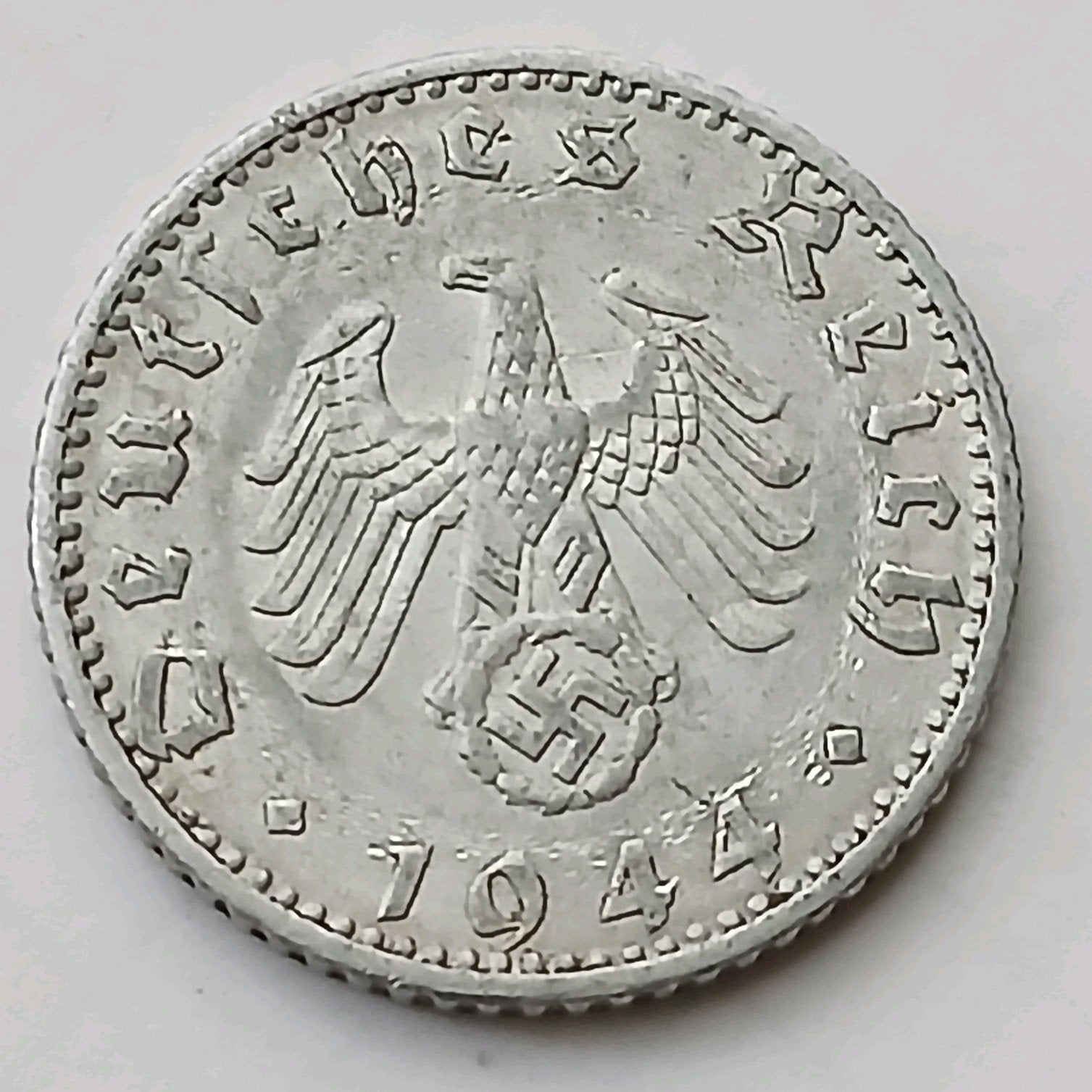 50 Reichspfennig 1944F Nazi Duitsland Oude Munt WO2 Swastika, Ophalen of Verzenden, Duitsland