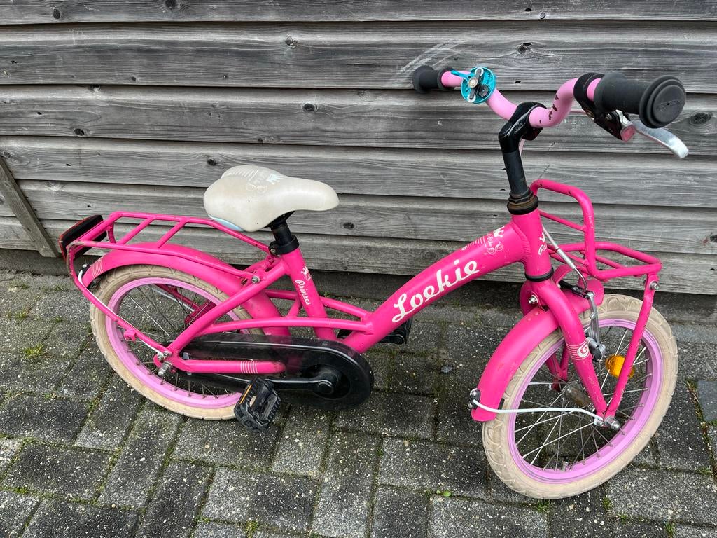 Roze kinderfiets Loekie Princess 16 inch, Ophalen, Gebruikt, Velgrem, 16 tot 20 inch