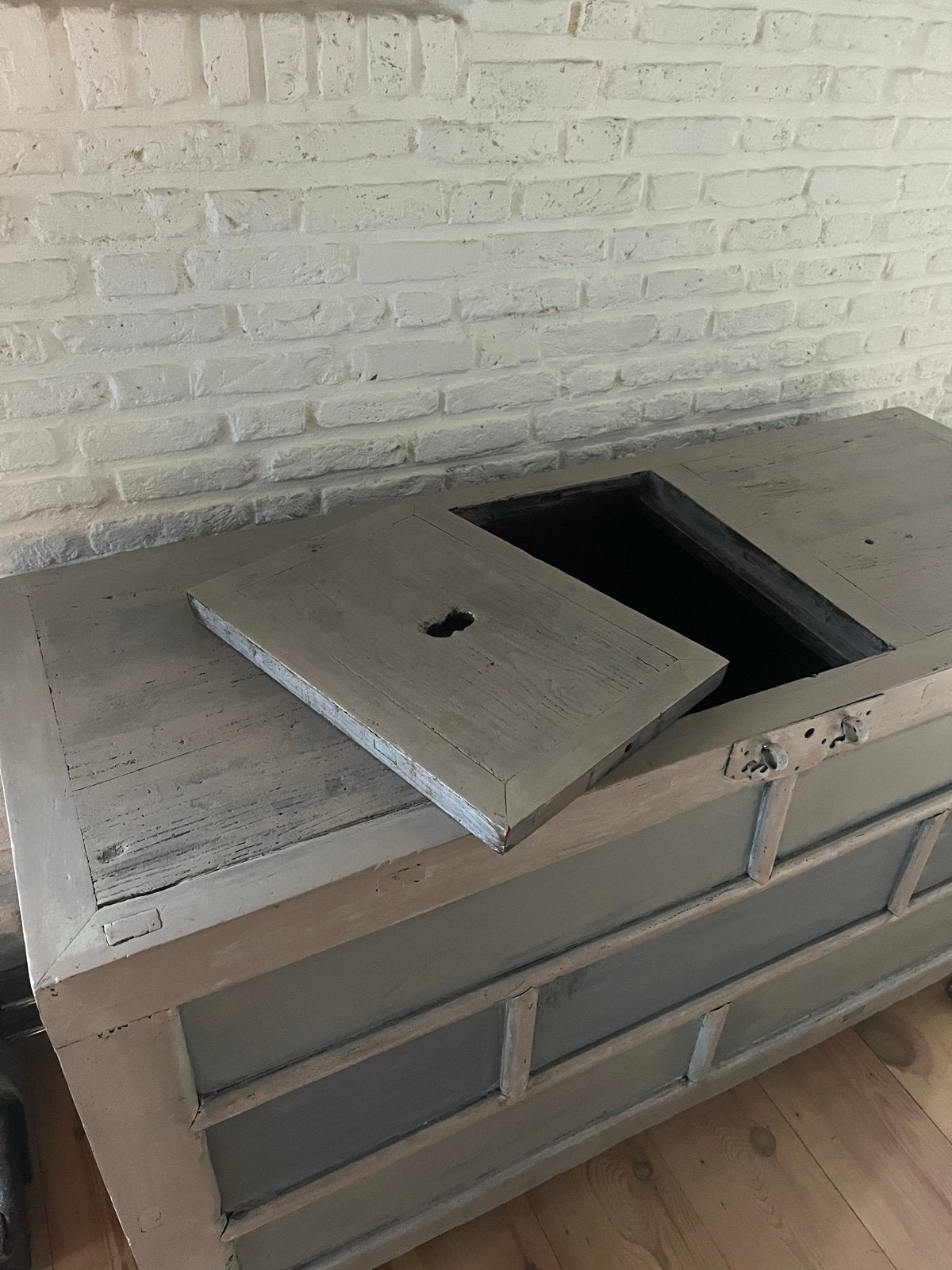 Indische kist met luik - Deken- of decoratiekist, Huis en Inrichting, Woonaccessoires | Kisten, Ophalen, Minder dan 50 cm, Gebruikt