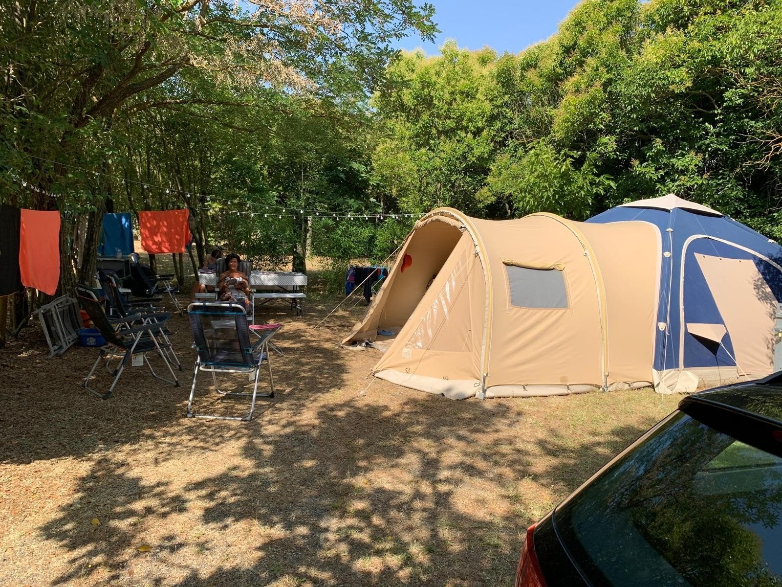 Karsten tent 3.50x3.50 met slaapaanbouw en luifels, Caravans en Kamperen, Tenten, Ophalen, Gebruikt