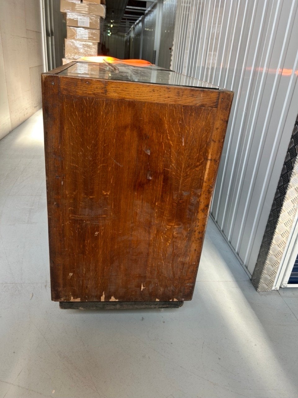 Unieke vitrinekast van 320 cm - Restauratieproject, Gebruikt, 100 tot 150 cm, Eikenhout, Ophalen of Verzenden