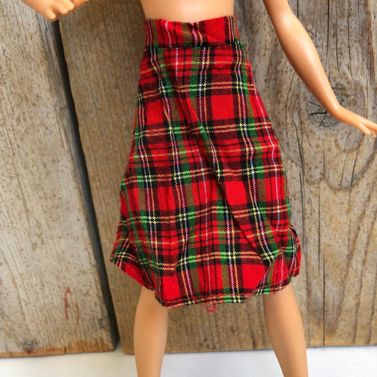 Barbie Rode ruit rok kerst print winter look, Ophalen of Verzenden, Zo goed als nieuw, Barbie