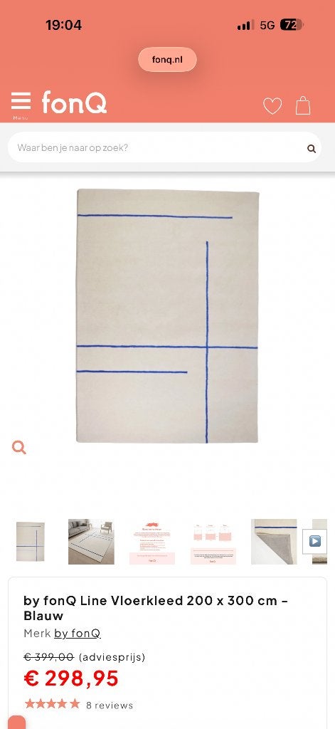 by fonQ Line Vloerkleed 200 x 300 cm - Blauw 2x nieuw!, Huis en Inrichting, Stoffering | Tapijten en Kleden, Nieuw, 200 cm of meer