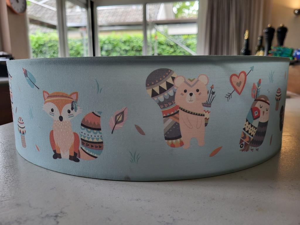 Leuke plafondlamp kinderkamer met dierenprint, Ophalen, Zo goed als nieuw, Stof, Kinderkamer, Speels, Dieren, Indianen