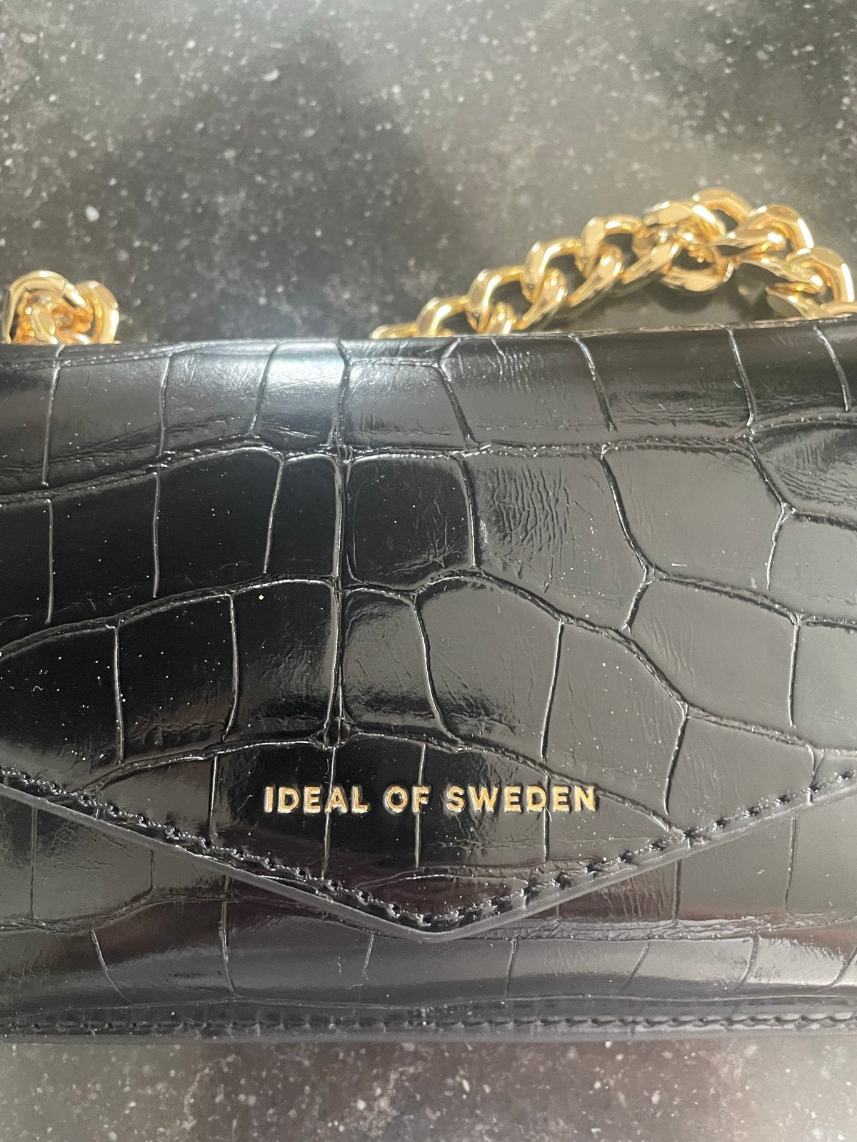 Ideal of Sweden Avondtasje Zwart Krokodillenprint, Ophalen of Verzenden, Zo goed als nieuw, Zwart, Avondtasje