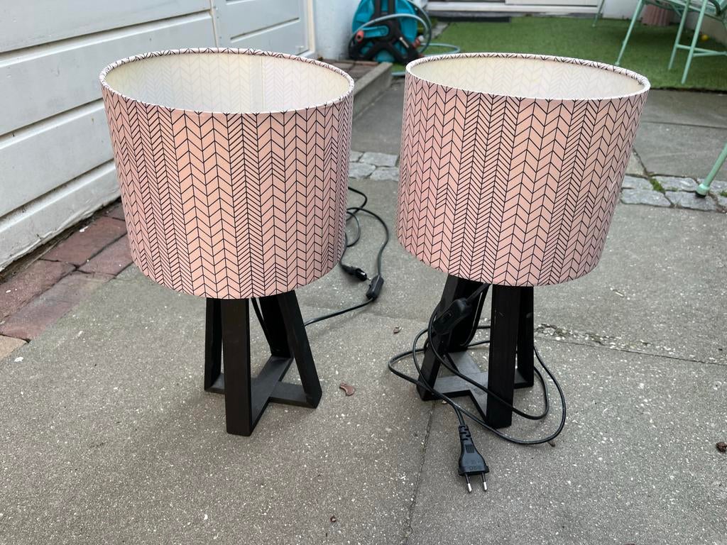 Set van 2 tafellampen, Ophalen, Gebruikt, Hout, 50 tot 75 cm