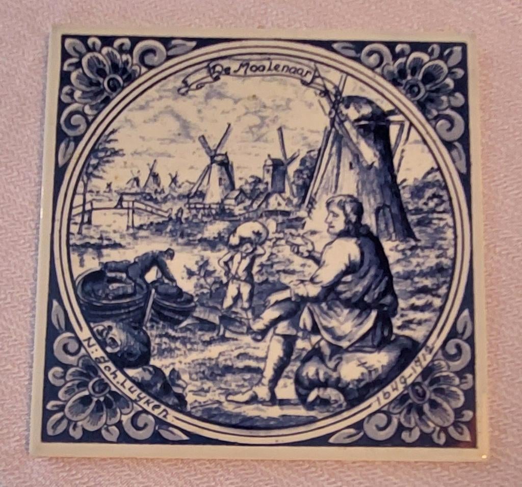 Delfts blauwe tegel “De Moolenaar” – Royal Goedewaagen!!, Ophalen of Verzenden