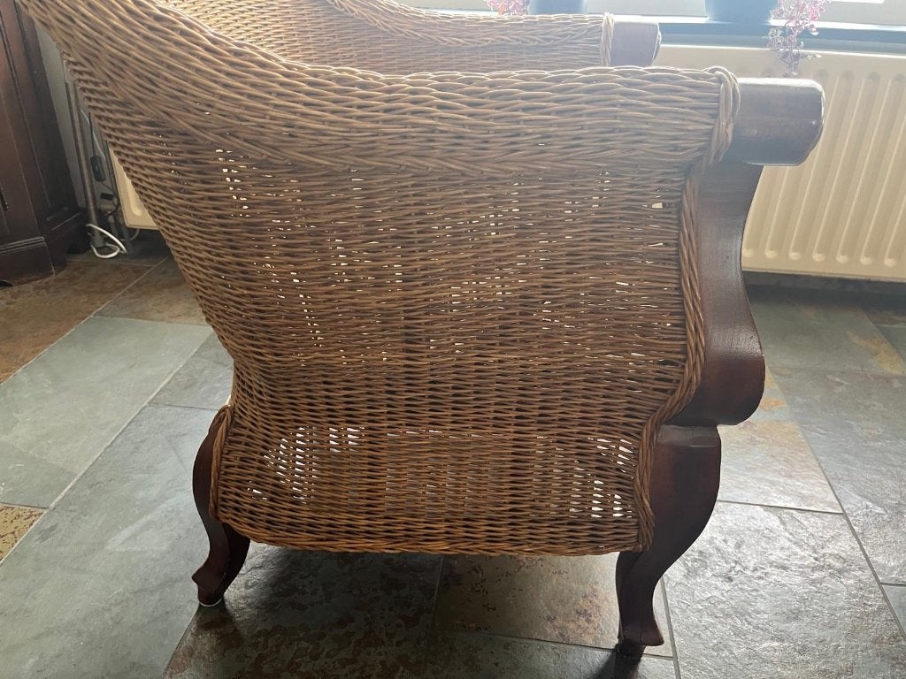 Twee rieten stoelen, Huis en Inrichting, Stoelen, Ophalen, Gebruikt, Twee, Bruin
