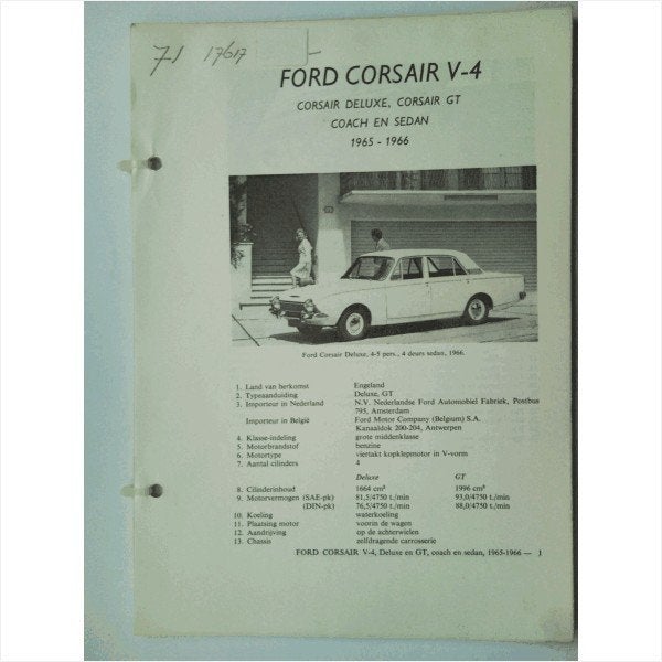 Ford Corsair V4 Vraagbaak losbladig 1965-1966 #4 Nederlands, Ophalen of Verzenden, Gelezen, Ford