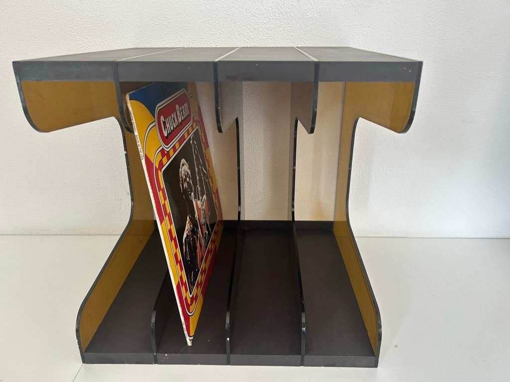 Vintage LP bak / platenrek - Plexiglas, Ophalen of Verzenden, Gebruikt
