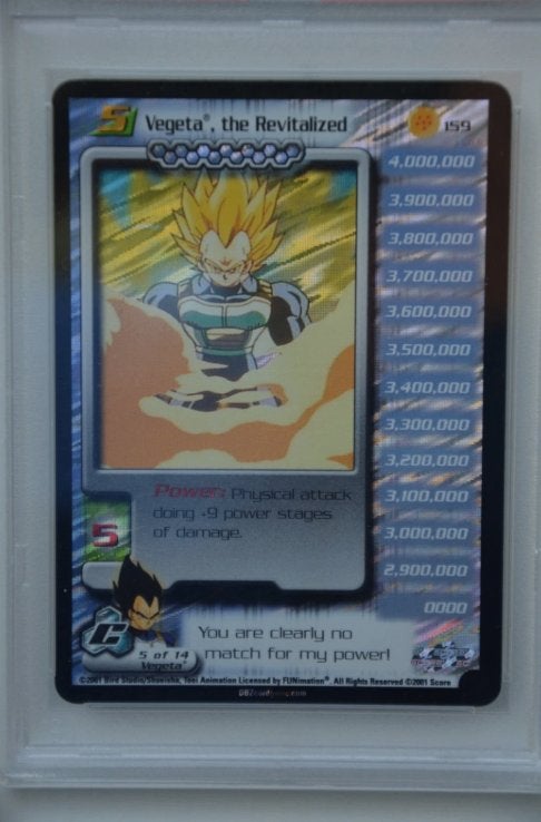 Dragonball Z Score Vegeta the Revitalized Ultra Rare PSA 6, Ophalen of Verzenden, Gebruikt, Losse kaart, Foil