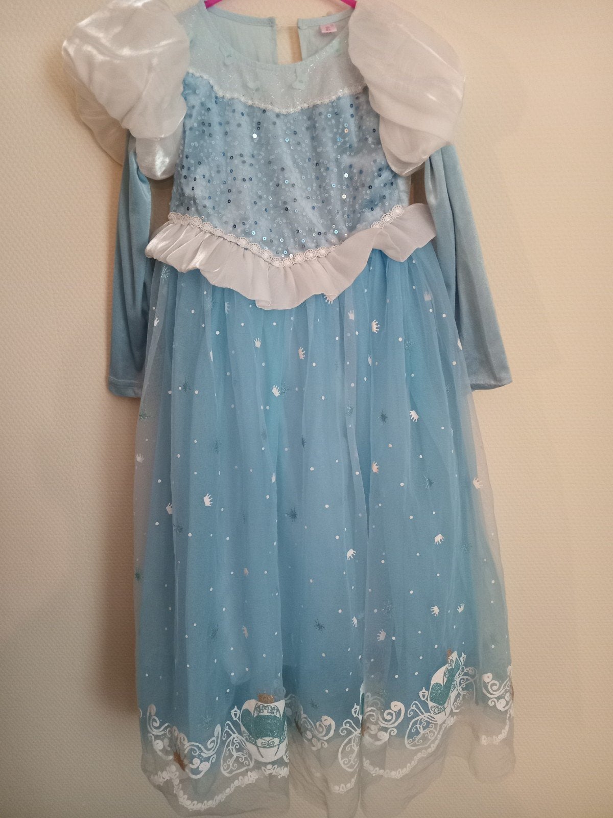 Prinsessenjurk blauw maat 130, Ophalen of Verzenden, Gebruikt, Mee, Meisje