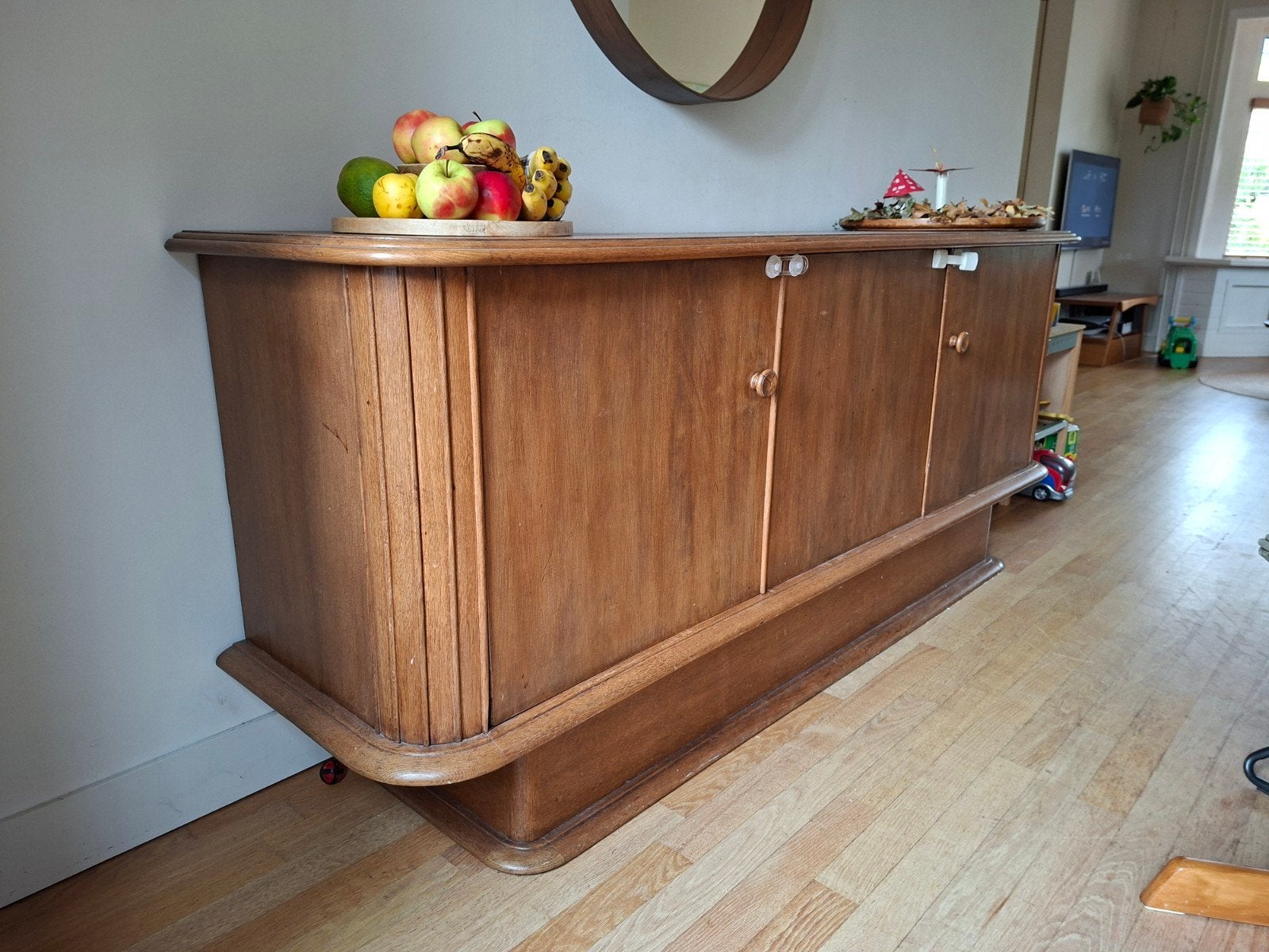Vintage houten dressoir – jaren 30/40 – Art Deco – met lades, Gebruikt, 150 tot 200 cm, Met lade(s), Ophalen of Verzenden