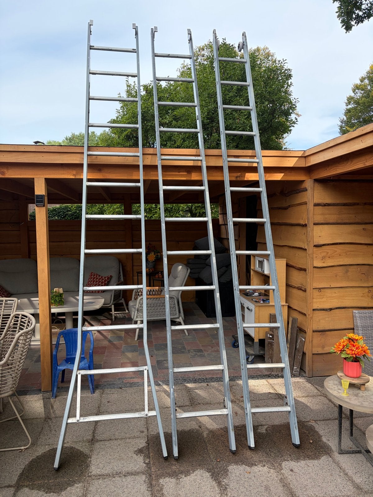 Dirks Aluminium Schuifladder - 3-delig, 4 meter of meer, Ophalen, Gebruikt, Ladder, Opvouwbaar of Inschuifbaar
