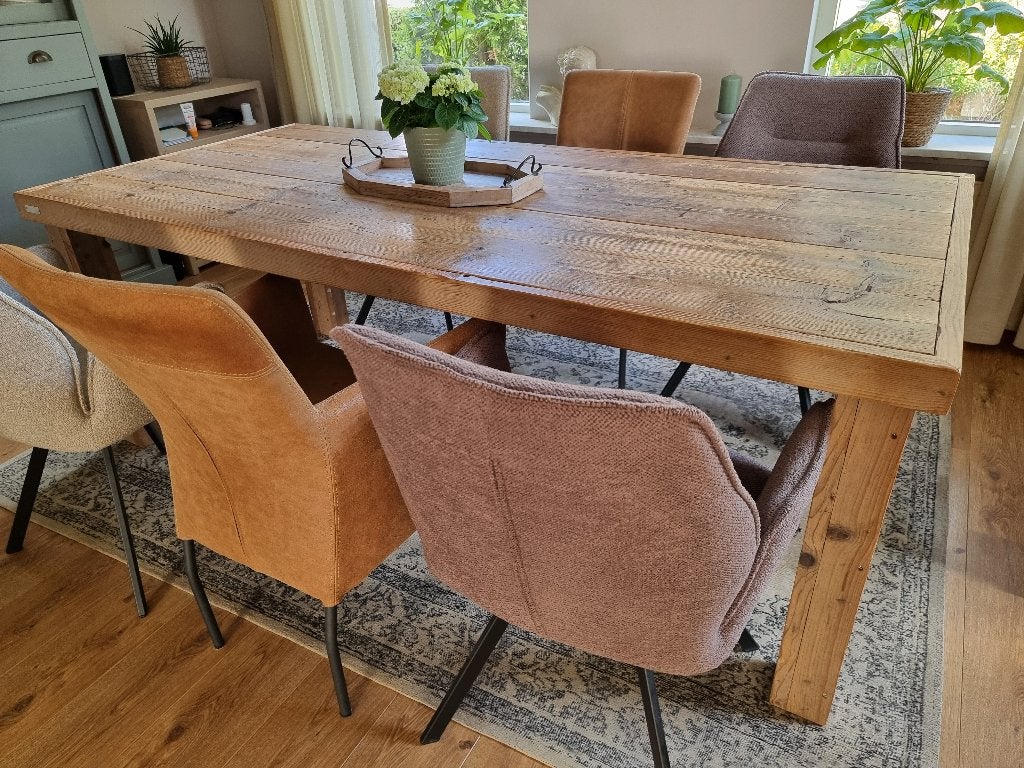 stoere steigerhouten tafel (voor huis of terras), Huis en Inrichting, Tafels | Salontafels, Ophalen, Gebruikt, 100 tot 150 cm