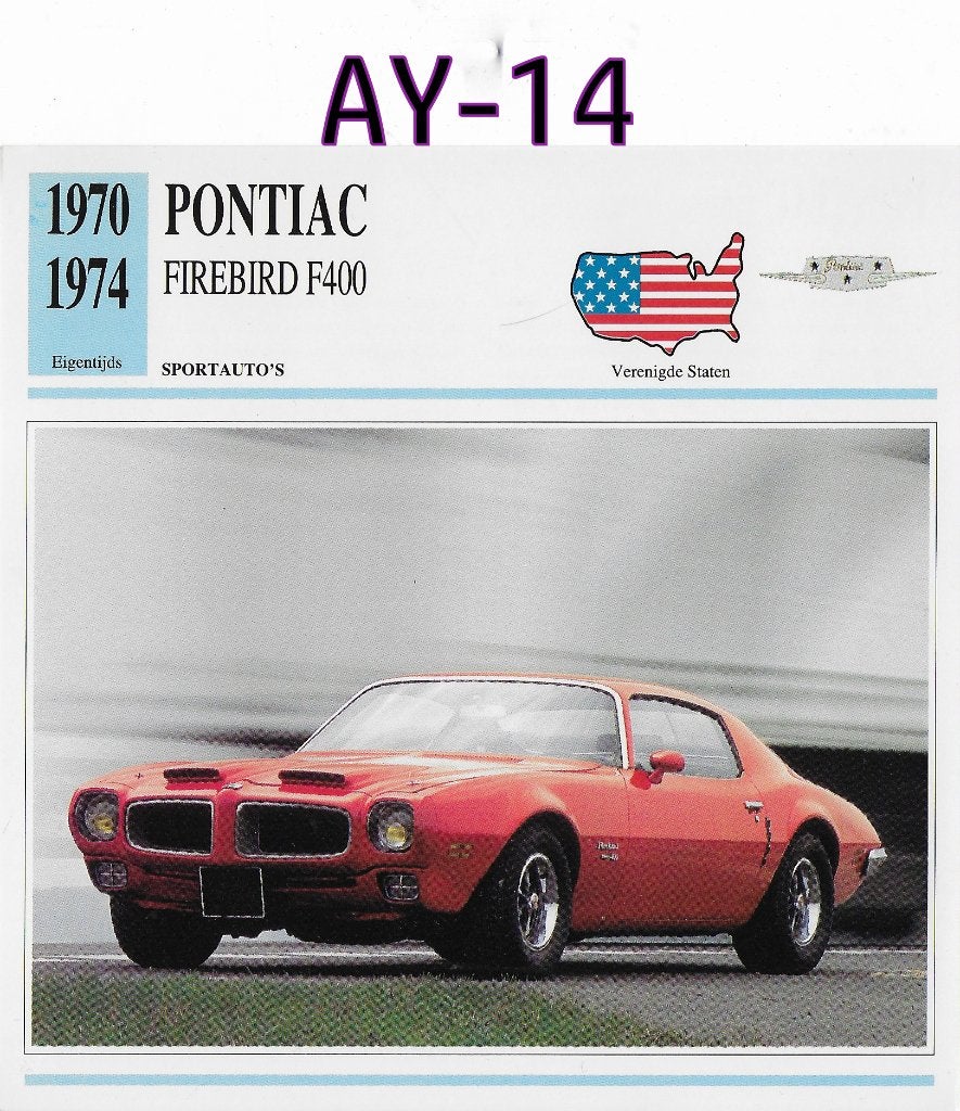 Ay14 autokaart pontiac firebird f400 ( 1970 - 1974 ), Ophalen of Verzenden, Zo goed als nieuw, Auto's