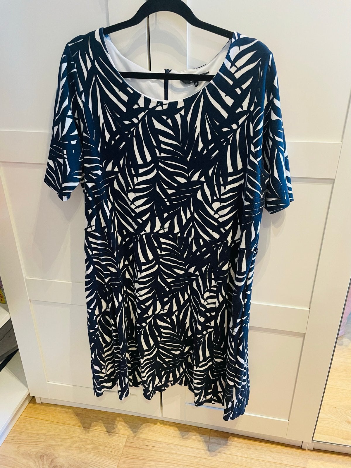 Promiss jurk met bladprint, maat 48, Blauw, Maat 46/48 (XL) of groter, Ophalen of Verzenden, Zo goed als nieuw