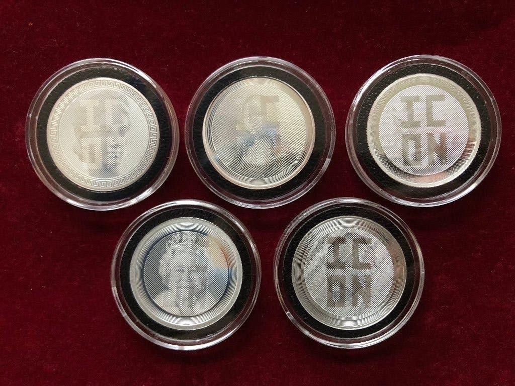 5 x 1oz zilver ICON Diana Mona Lisa Marilyn Monroe Elizabeth, Ophalen of Verzenden, Zilver