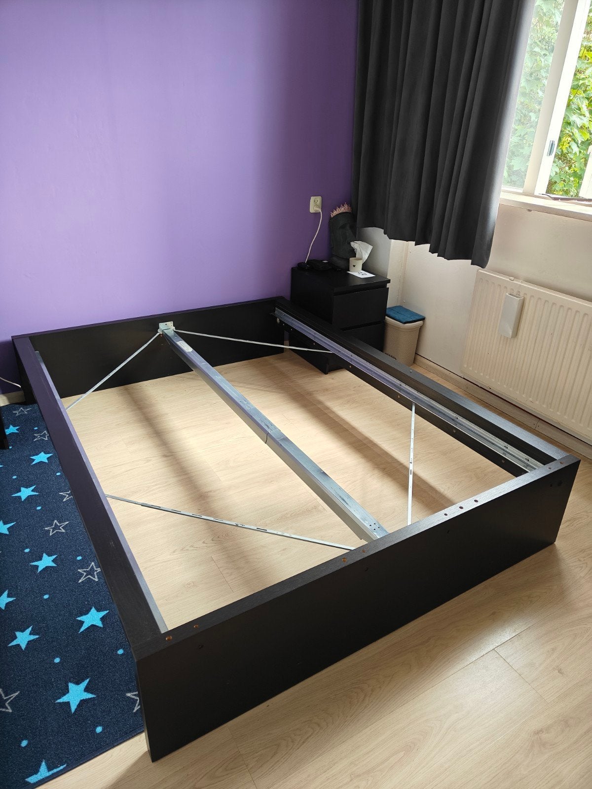 Ikea Malm Bedframe 140x200, Huis en Inrichting, Slaapkamer | Bedden, Gebruikt, Tweepersoons, 140 cm, Hout, Zwart, Ophalen