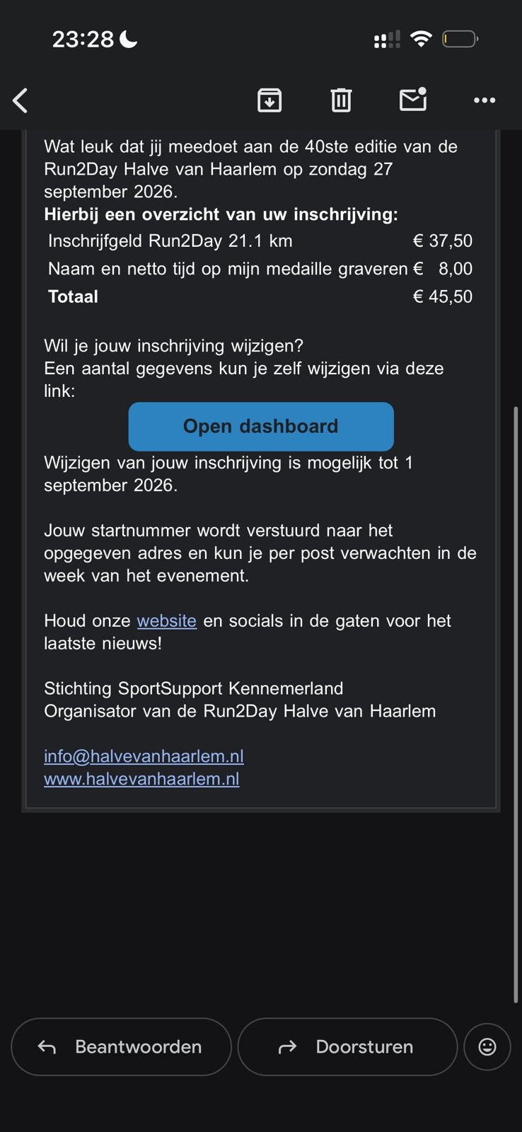 Halve Marathon Haarlem!! Name change tot 1 september!, Eén persoon