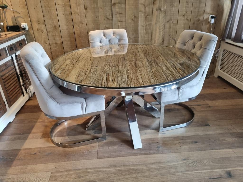 Landelijke Eettafel en stoelen Richmond € 1099.-, Huis en Inrichting, Complete eetkamers, Zo goed als nieuw, 4 tot 6 stoelen, Ophalen of Verzenden