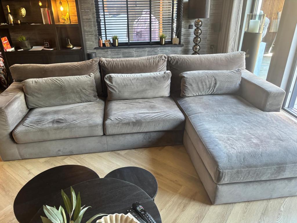 Mooie bruine bank incl love seat, Huis en Inrichting, Banken | Complete zithoeken, Ophalen, Gebruikt, Stof, Eric kuster