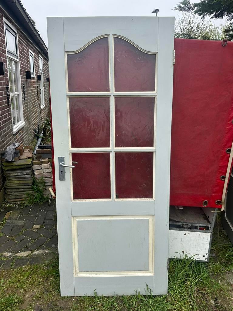 Stompe deur met glas 83,5x201,5, Ophalen, Gebruikt, 80 tot 100 cm, Binnendeur