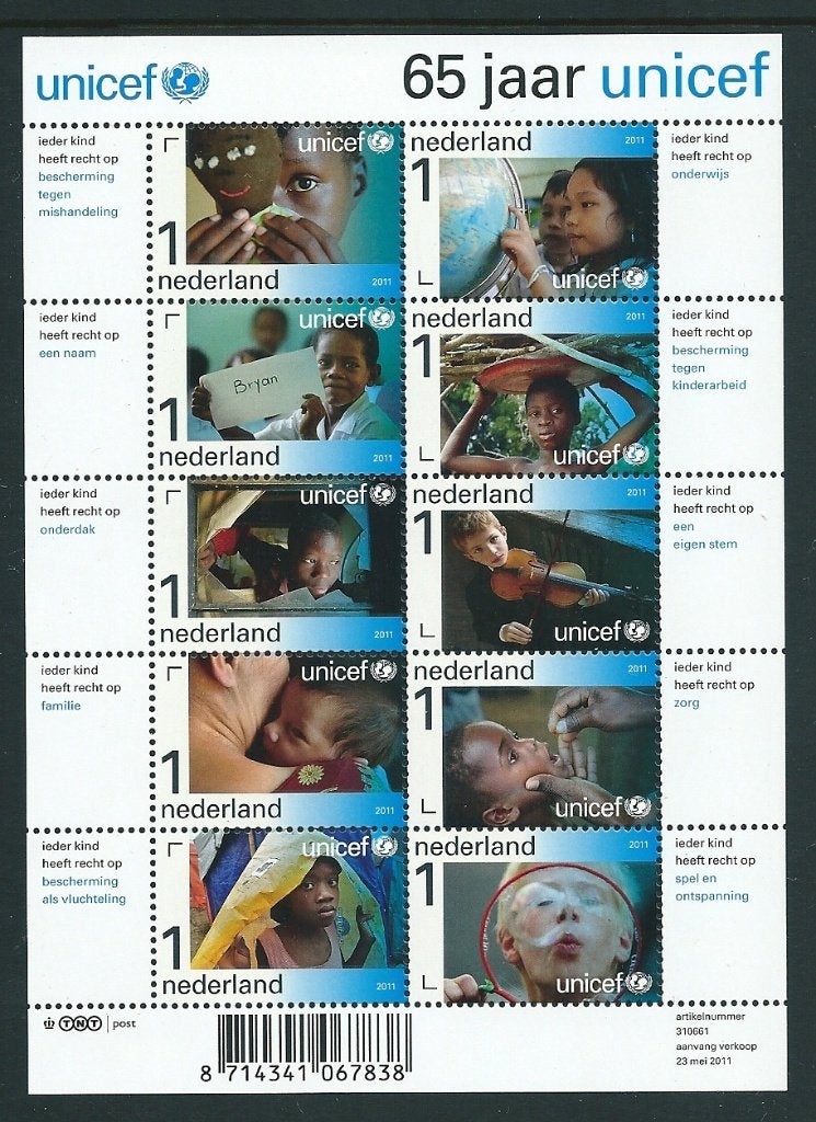 Vel 65 jaar Unicef, no V2823, postfris, Postzegels en Munten, Ophalen of Verzenden, Postfris
